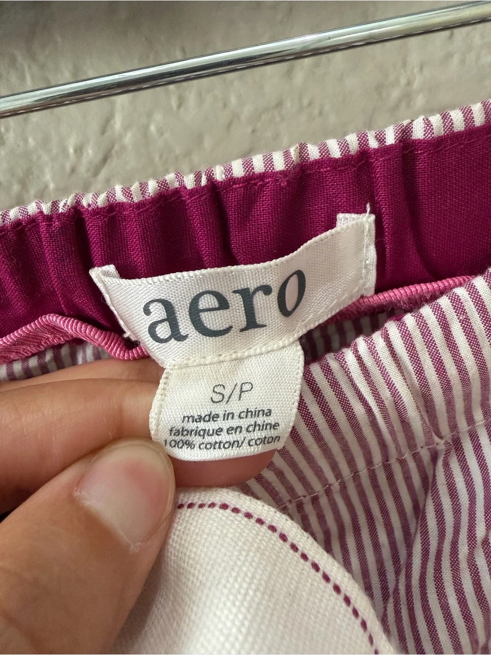Striped Pink Drawstring Cotton Pajama Pants with Ankle Ties